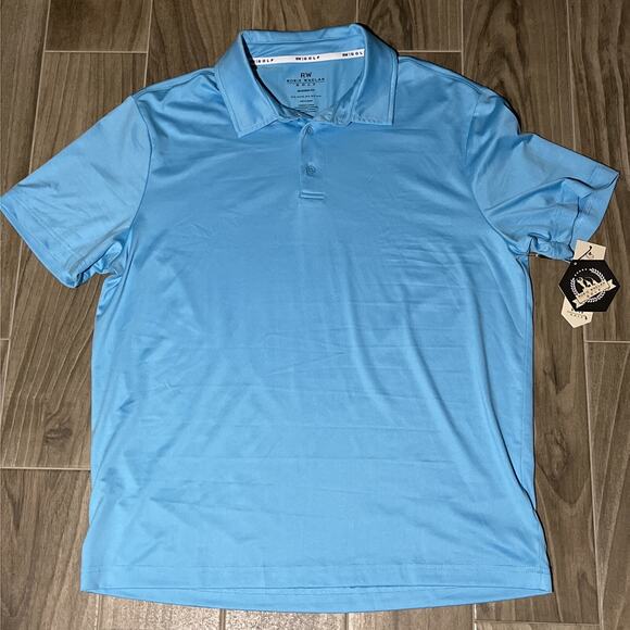 Rorie Whelan Golf Mens XL Light Blue Short Sleeve Stretch Polo Shirt Modern Fit - Picture 1 of 5